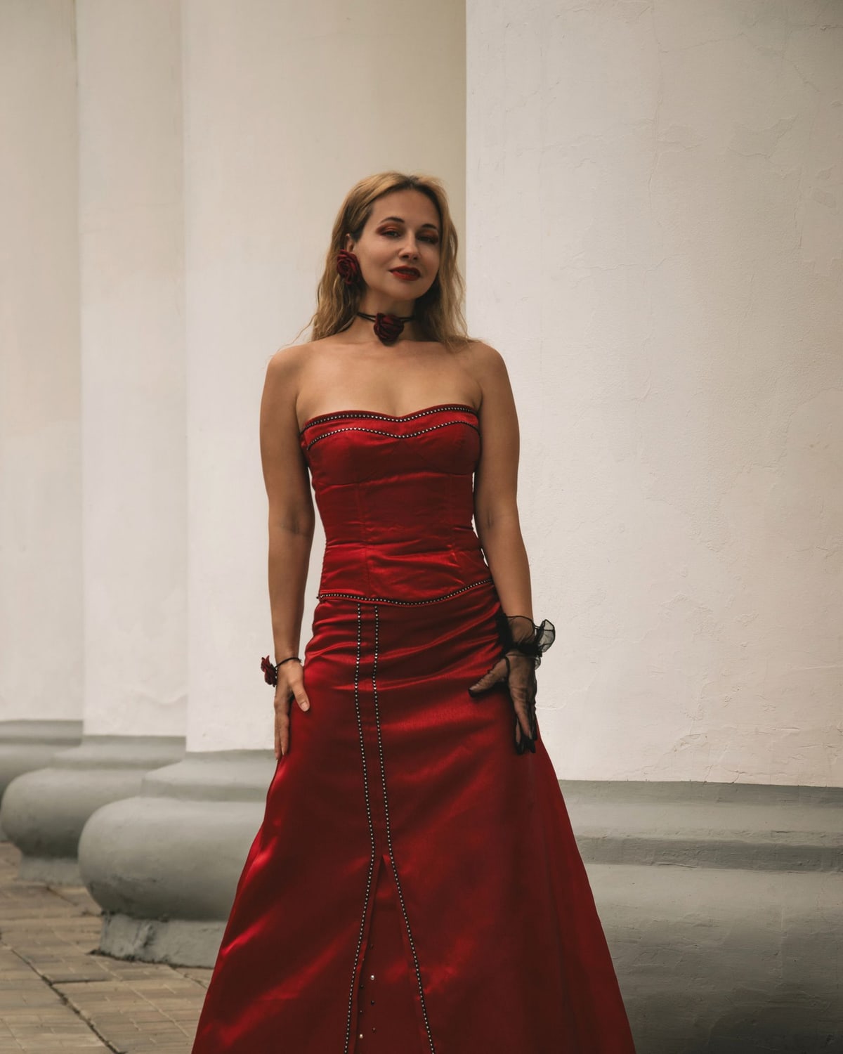 Woman dressed for a wedding celebration